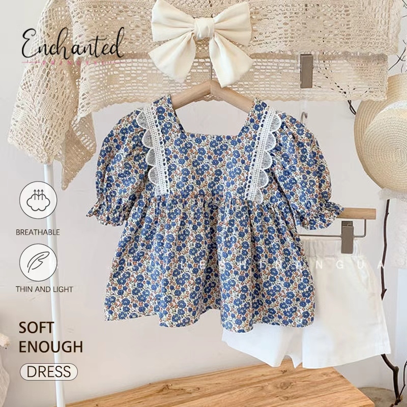 ENCHANTED PRINCESS 1 a 10 anos Camisa infantil de manga curta com flores para meninas,  roupas da moda coreana em Oferta na Shopee