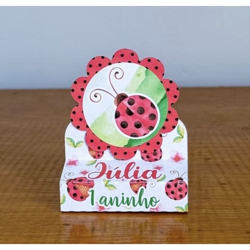 PEGUE E MONTE - Kit Porta Bis Duplo Personalizado Lembrancinhas Aniversário Festa Caixinhas Joaninha
