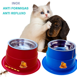 Kit até 8 Comedouro e Bebedouro inox pet Anti Formiga Refluxo para Cachorro e Gato FN Pets premium em Oferta na Shopee