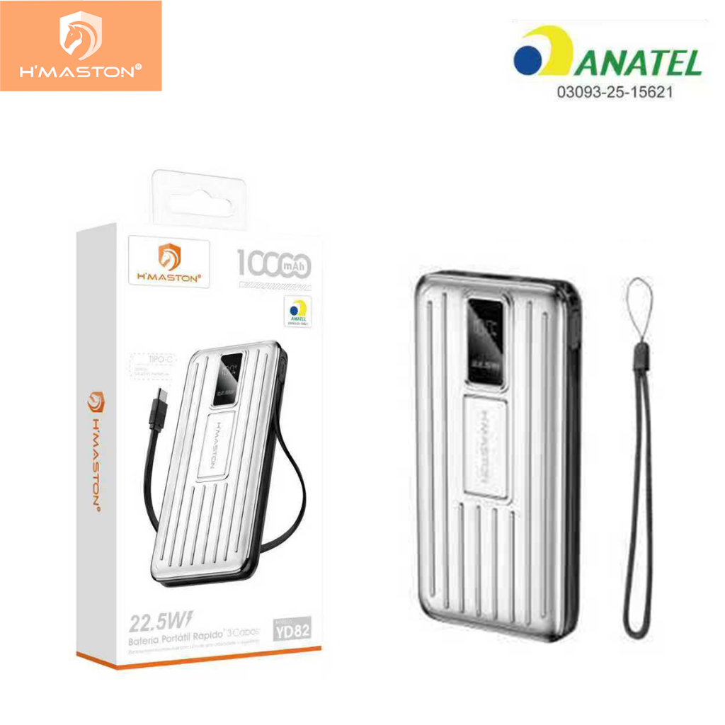 H'maston YD82 Carregador Portátil Power Bank Propaganda do 10000mah Carga Rápida 22.5w em Oferta na Shopee