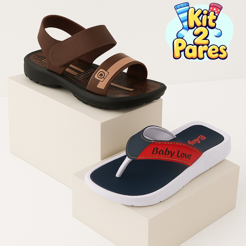 Kit 2 Pares sandália chinelo infantil masculino menino papete escolar lançamento