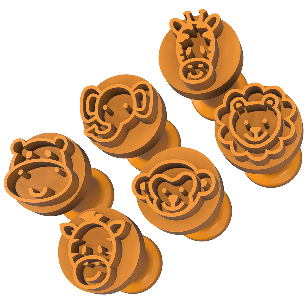 Kit Carimbos Brigadeiros Docinhos Molde Festa Confeitaria - Animais Safari - 6pçs em Oferta na Shopee