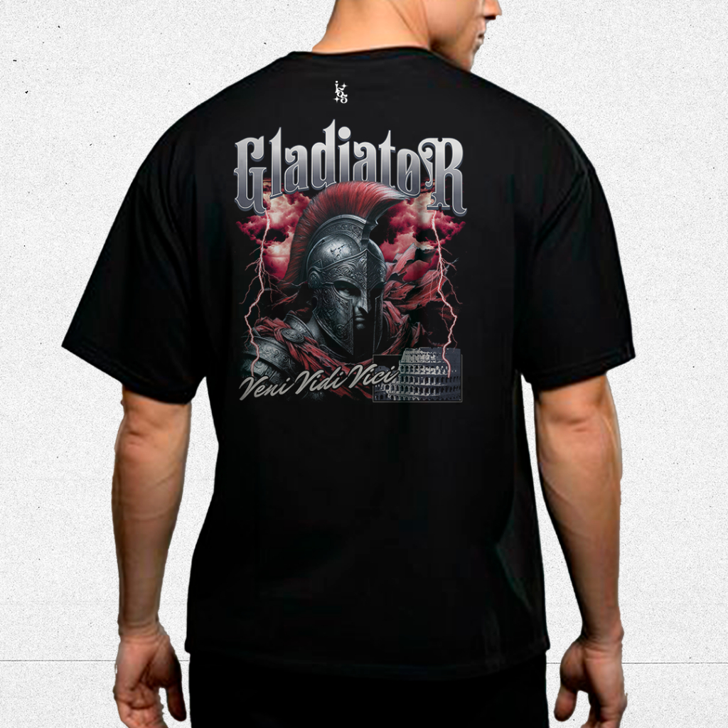 Camiseta Streetwear Oversized Gladiador Aura Camisa Style Poder Força Treino Academia Aesthetic