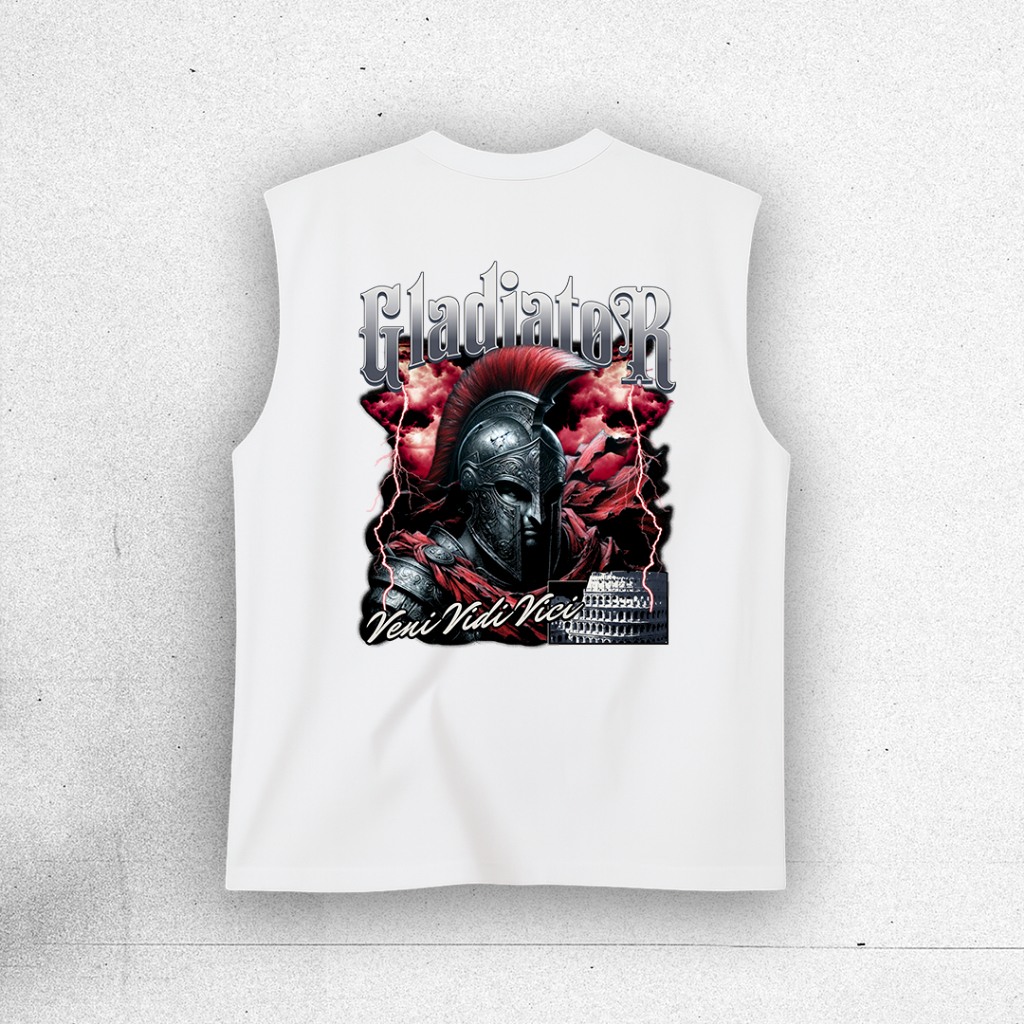 Camisa Cavada Regata Oversized Gladiador Spartano Sparta Aura Guerreiro Gym Vini Vidi Vici Style