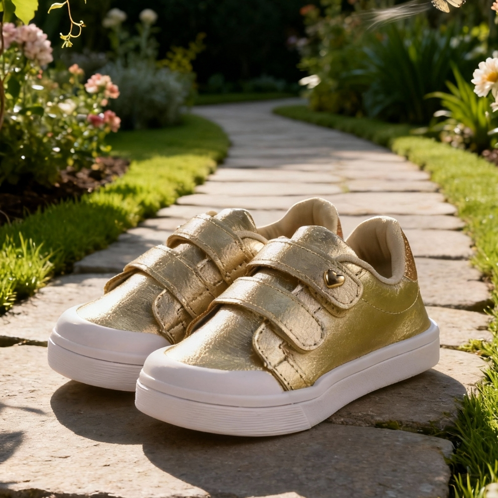 Tênis Feminino Infantil Coração Dourado em Oferta na Shopee