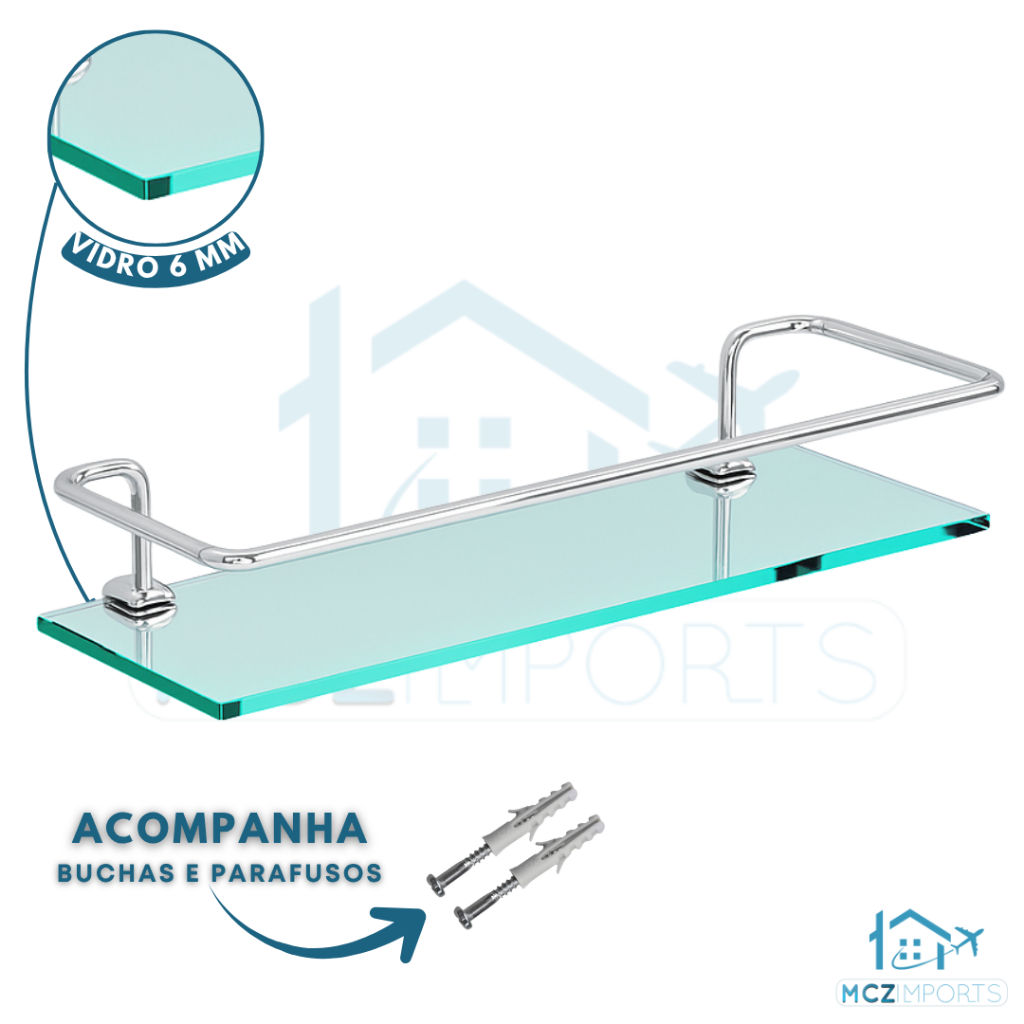 Porta Shampoo Suporte Prateleira Base de Vidro Reto Prateleira para Banheiro Cozinha Organizador