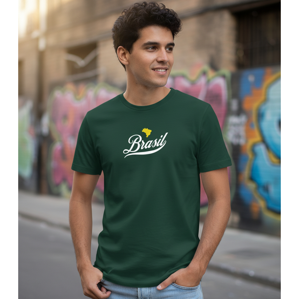 Camiseta Do Brasil 100% Algodão Moda Casual Futebol Torcida Várias Cores Copa Do Mundo  Lançamento