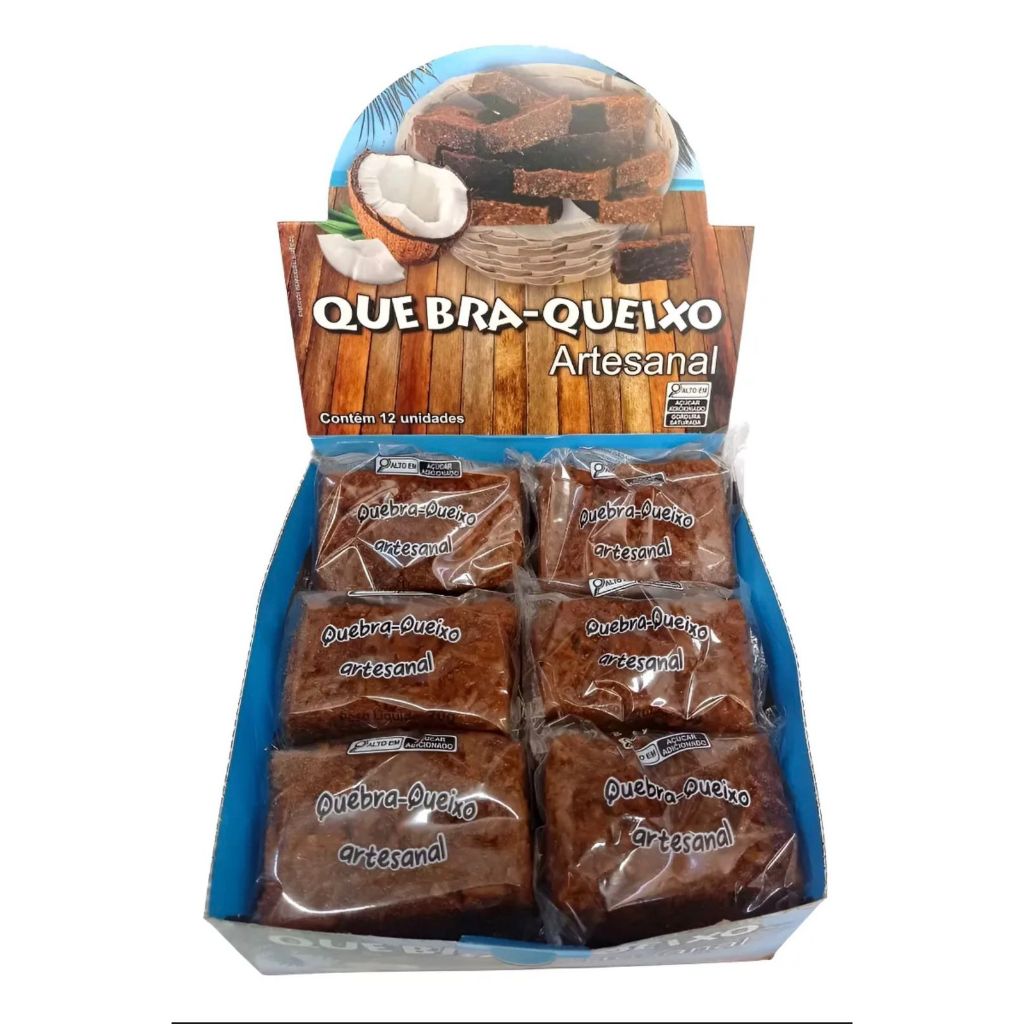 Doce de coco cocada quebra queixo artesanal 12un 70g