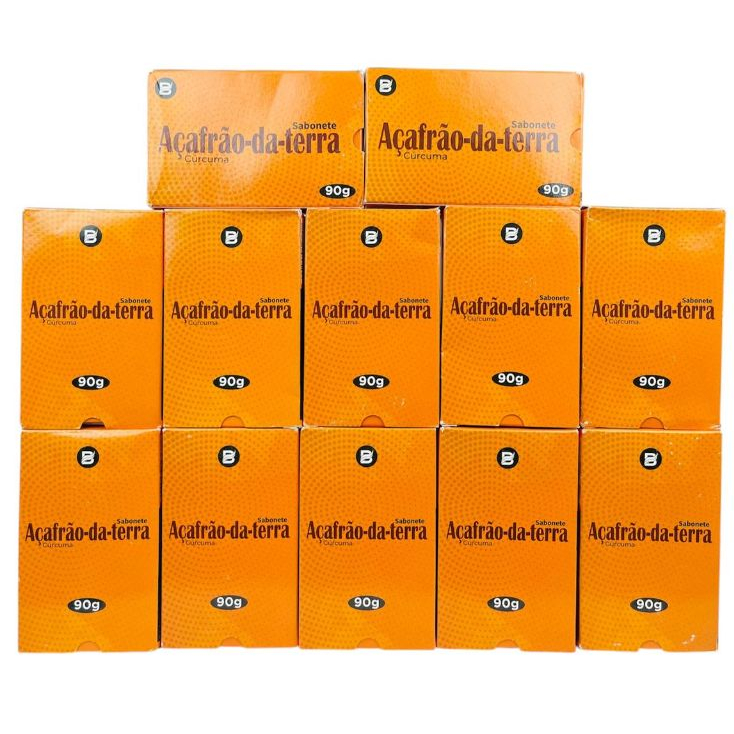 Sabonete em Barra Cúrcuma Açafrão-da-Terra Pele Luminosa, Macia e Uniforme 12 Un. Baruc Cosméticos