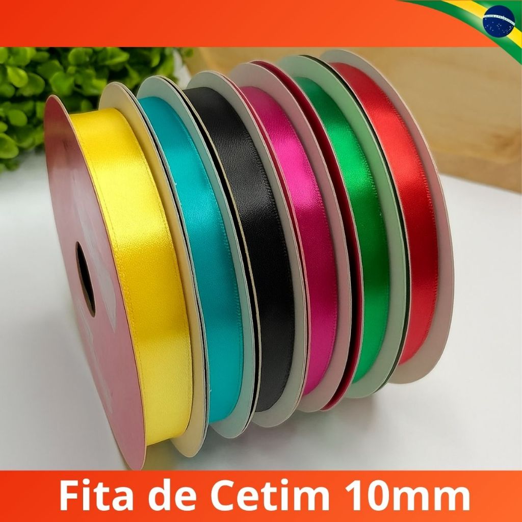 Fita de Cetim 10mm 50m para Artesanato Irmãos Mantovani Fitilho de Cetim em Oferta na Shopee