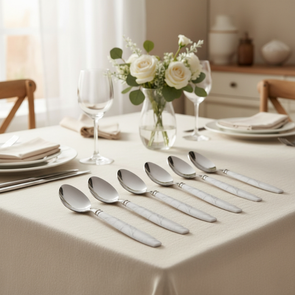 Kit Jogo Conjunto de Colheres em Aço Inox com Cabo Plástico Resistente Wellmix em Oferta na Shopee