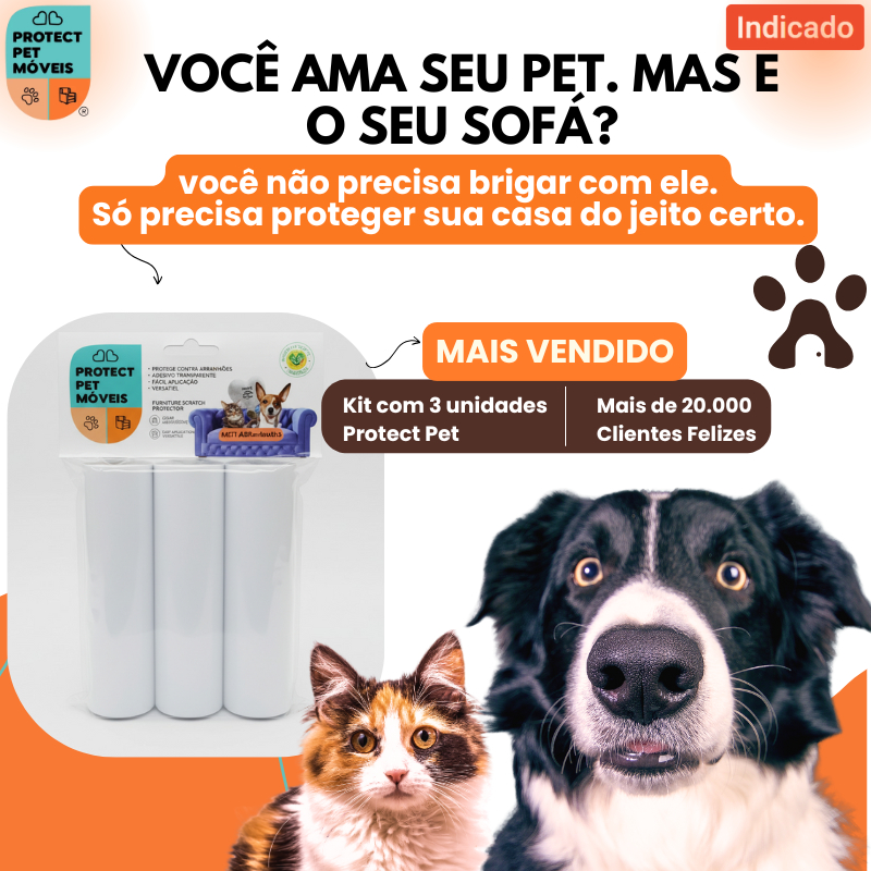 Kit Protetor de Sofá Anti Arranhão Gatos | Rolo Adesivo 3m Transparente Original Protect Pet Móveis em Oferta na Shopee