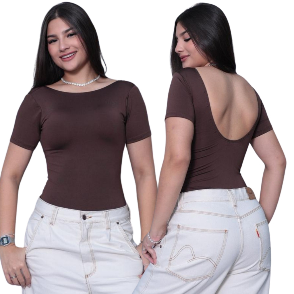Body Costas Nua Manga Curta Sexy Sensual  em Suplex Casual e Elegante Conforto e Estilo em Oferta na Shopee