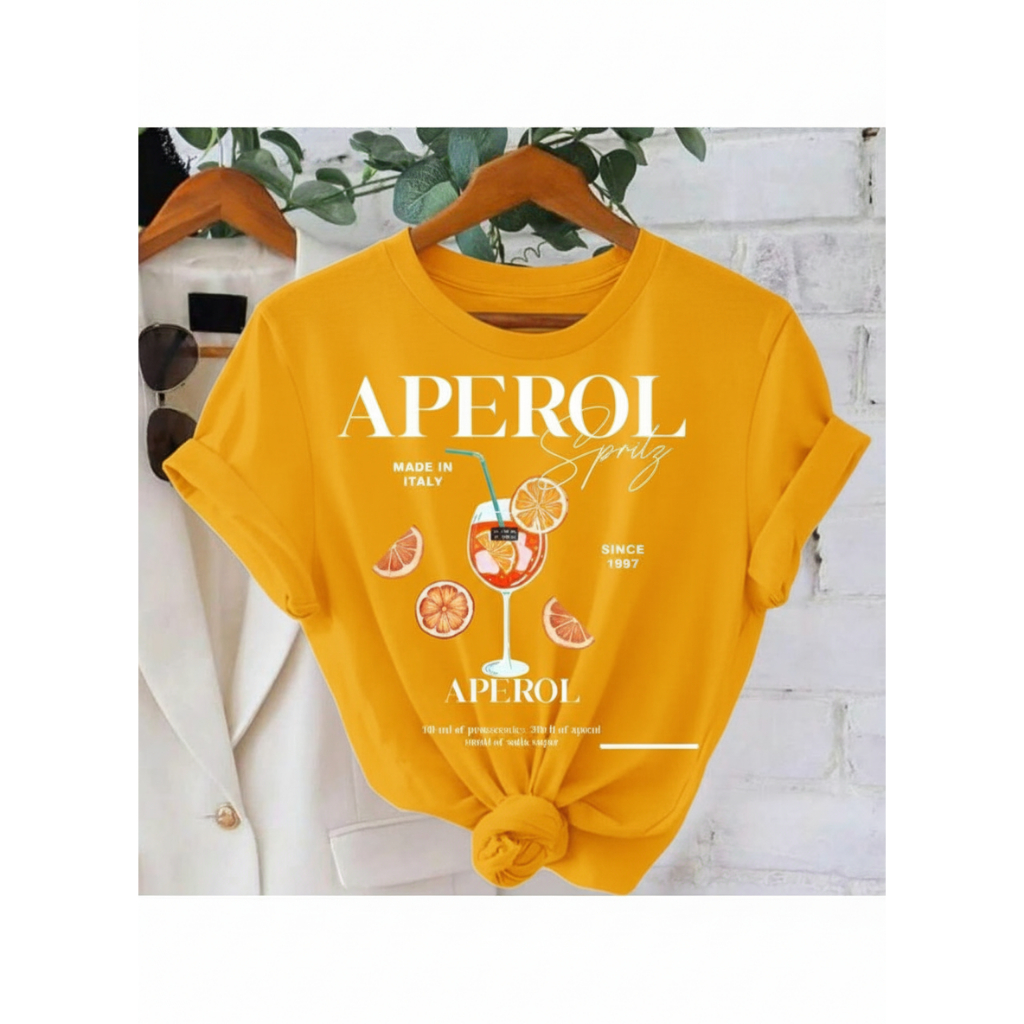 Tshirt Feminina Estilosa Estampada Aperol Lançamento Camiseta 100% Algodão Camisetão Solta Oversized Plus Size Camiseta