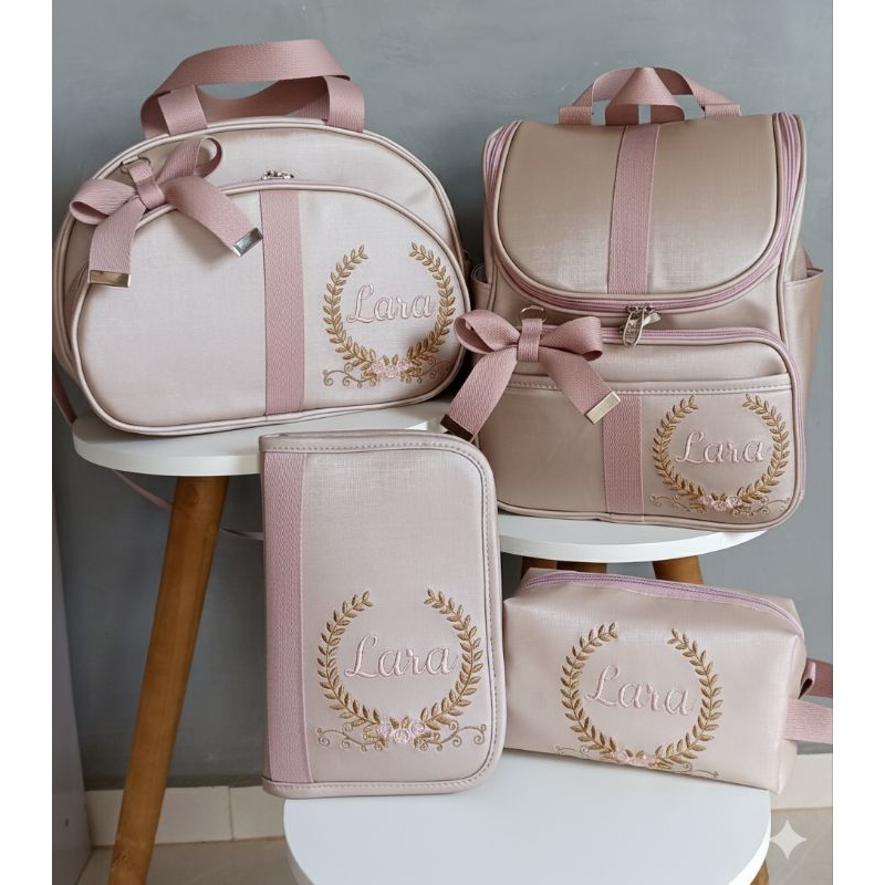 KIT BOLSAS MATERNIDADE MENINA PRINCESA ROSE