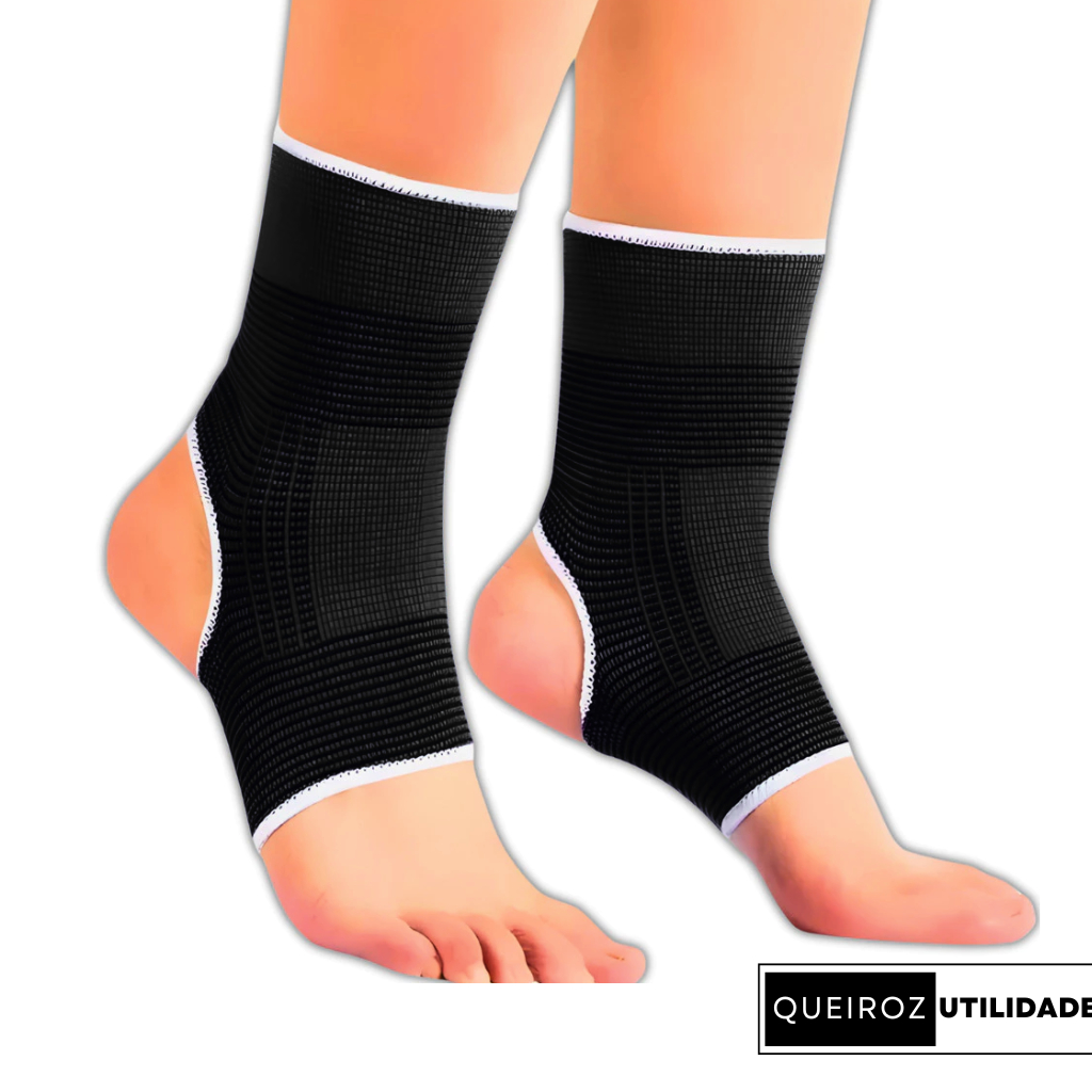 Par de Tornozeleira Elástica de Compressão Contusões e Prevenção Azul e Preta – Suporte e Proteção para Treino