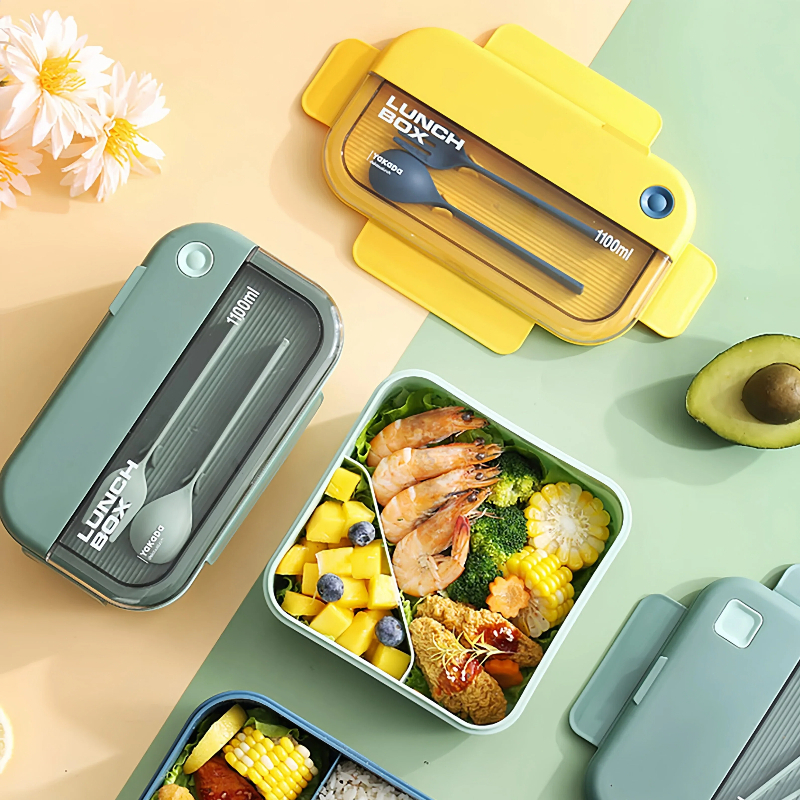 Marmita 1100ml Anti-vazamento externo + talheres inclusos com armazenamento Apto para micro-ondasv em Oferta na Shopee