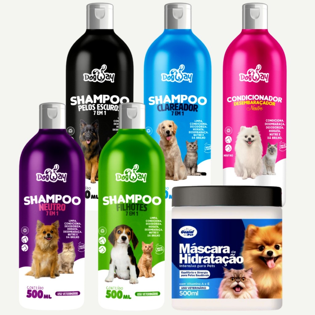 Kit Shampoo 7 Em 1 + Condicionador Desembaraçador de Pelagem + Mascara De Hidratação Cães E Gatos - Banho e Tosa em Oferta na Shopee