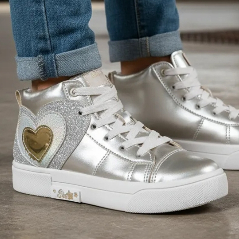 Tênis Infantil Ortopasso New Stars Menina Cano Alto Coração Sola Reta Cadarço Feminino 28 ao 36 em Oferta na Shopee