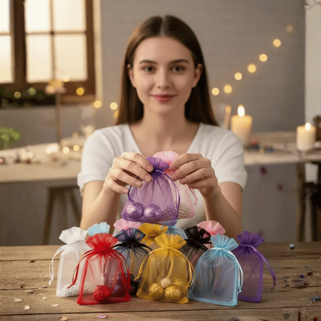 Kit 10/25/50/100 Saquinho Organza 9x12 Saco Para Lembrancinhas Decoração Presente Festa Casamento em Oferta na Shopee