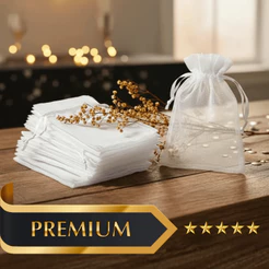 Kit 05 a 100 Saquinho de Organza Branco 7x9 9x12 10x15 até 30x40 Lembrancinhas Brinde Casamento