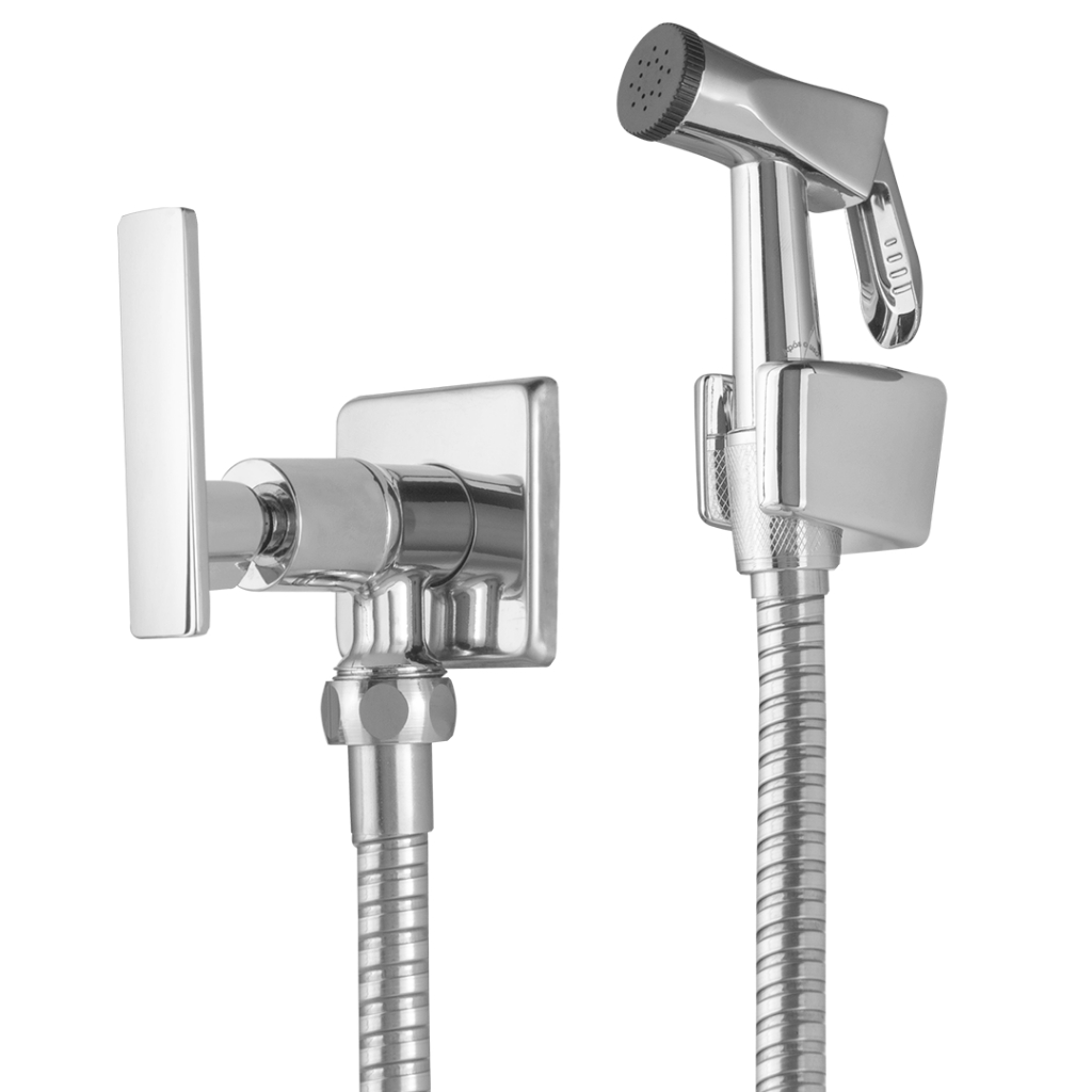 Ducha Higienica Chuveirinho Banheiro 100% Completa Prateado Cromado Brilhante Registro Suporte E Mangueira