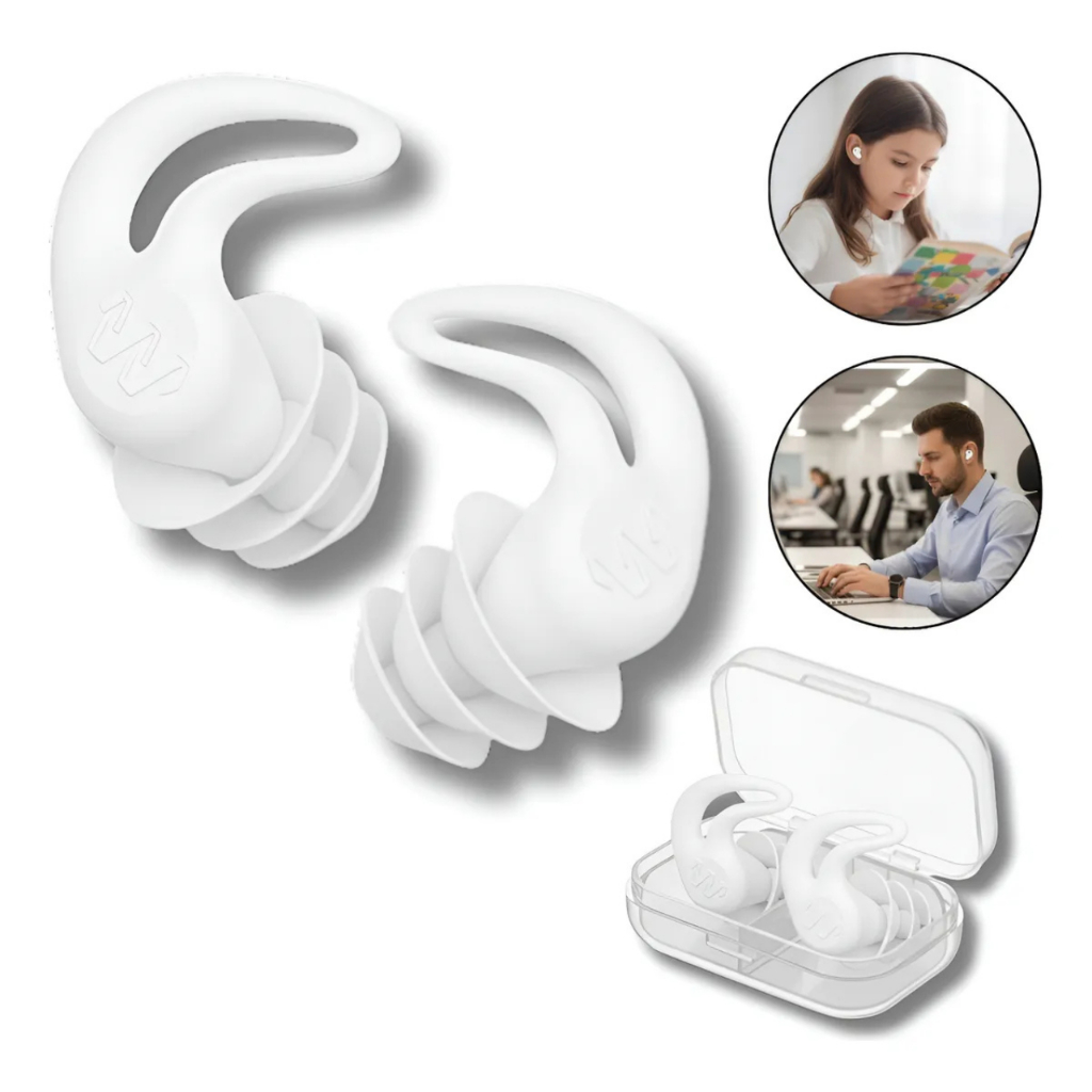 Tampão Ouvido par 3 Camadas Antiruído Plug Dormir Autismo Natação Estudos Trabalho Protetor Auricular