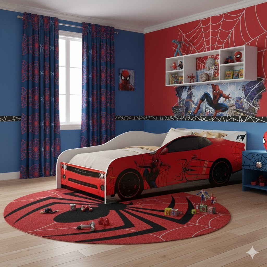 Cama Infantil Carro Homem Aranha Menino Quarto Temático Divertido e Seguro em Oferta na Shopee
