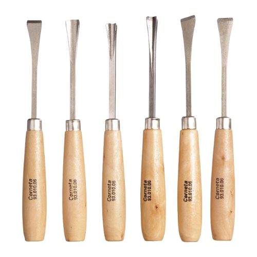 Kit Formão Corneta 6 Unidades para Esculpir e Entalhar Madeira Artesanato Profissional