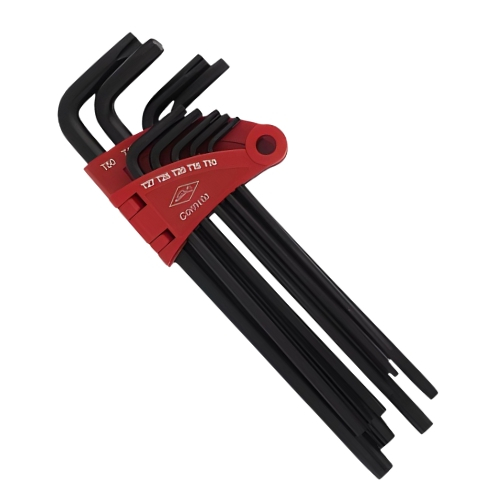 Kit Chave Torx Corneta 9 Peças Extra Longa T10 a T50 em Aço Cromo Ideal para Oficina e Mecânica