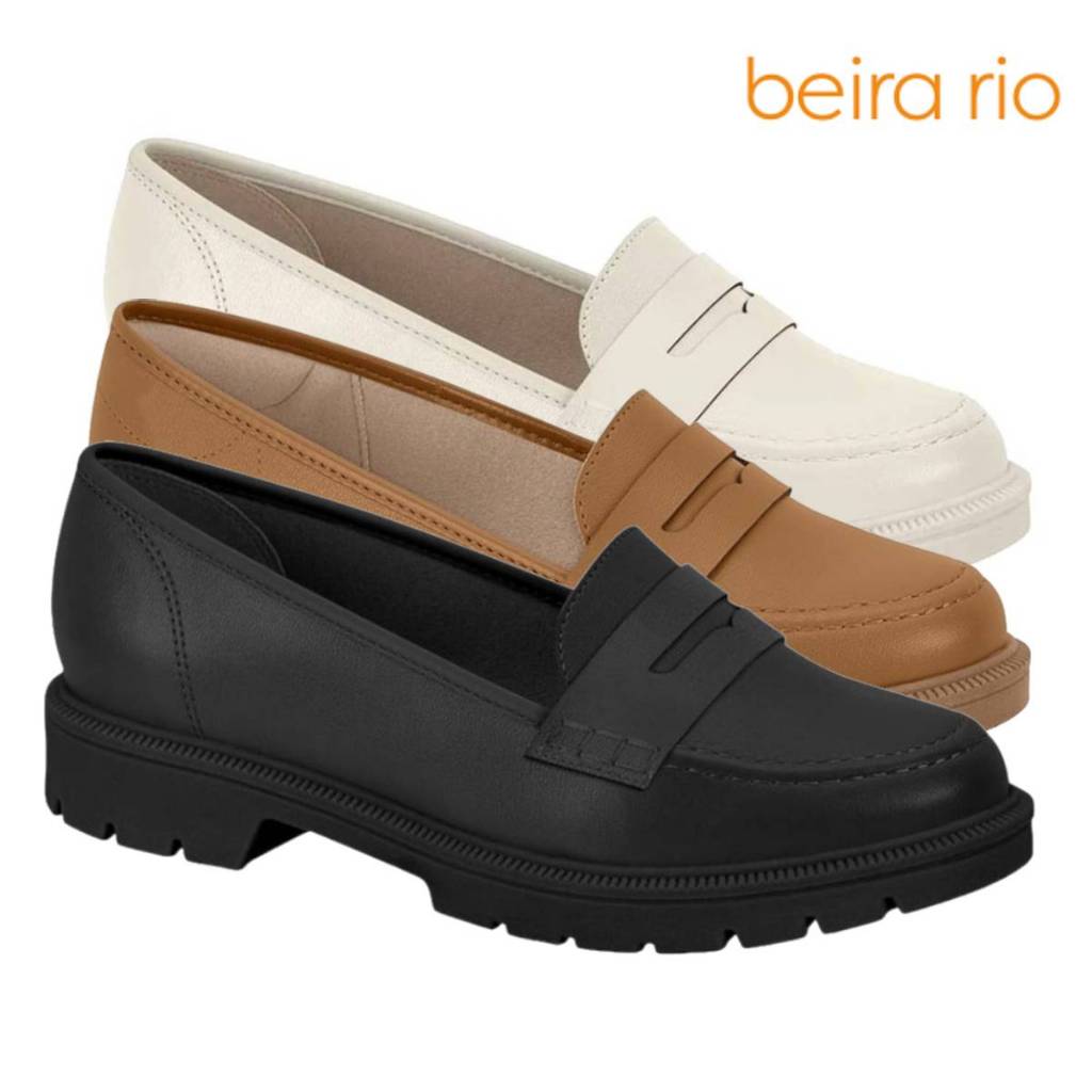 Sapato Mocassim Feminino Beira Rio Flatform Tratorado Elegante Escritório Confortável Original