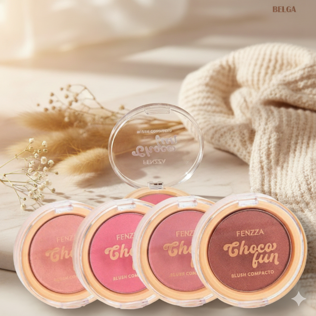 Blush Compacto Choco Fun com Cheirinho de Chocolate Alta Pigmentação - Fenzza Alta Qualidade Barato