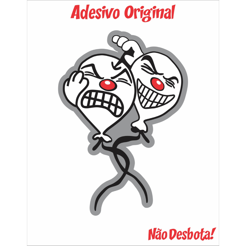 ADESIVO ORIGINAL - BALÃO CHORA AGORA, RI DEPOIS, PALHACIN, PALHAÇO DO MAL, BALÃO, ADESIVO DE MOTO, ADESIVOS PARA BIKE