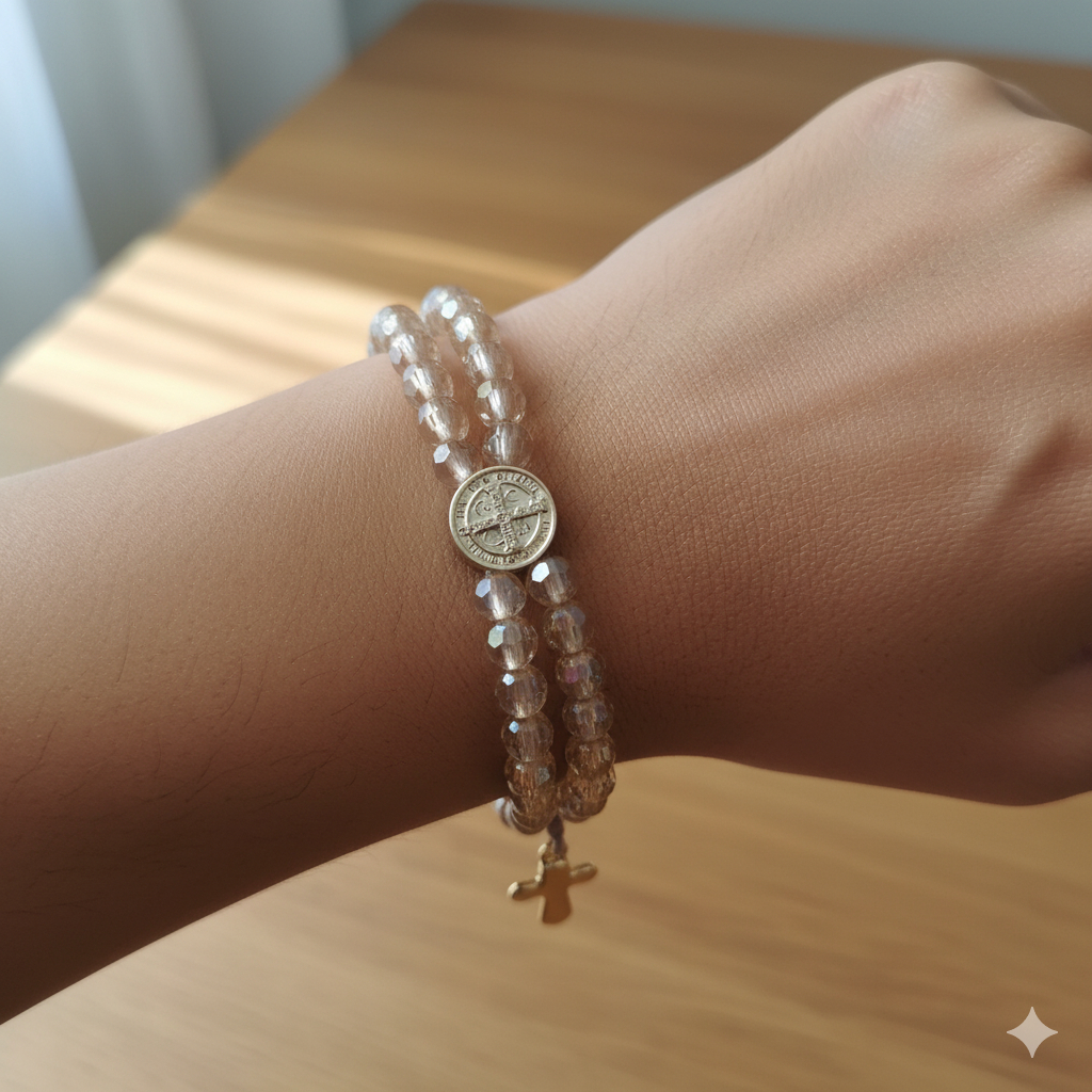 Pulseira Terço São Bento Bijuteria Fé em Oferta na Shopee