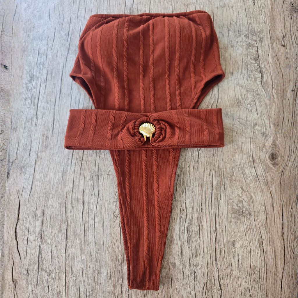 Body Maiô Cavadão Com cinta solta Tamanho único Moda a praia Concha ou Coração