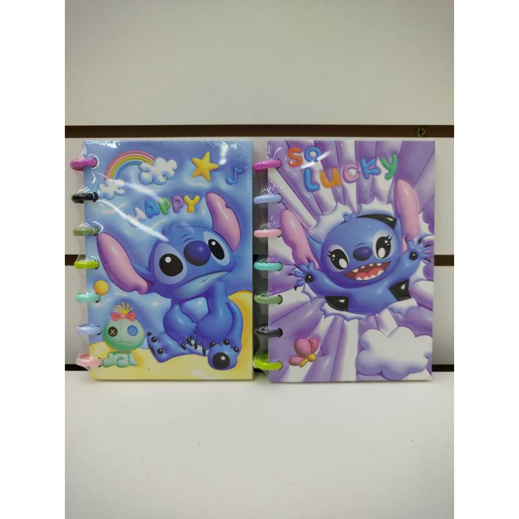 Agenda Caderno Stitch Happy - Capa Fofa 3D com Espiral Colorido - Argola Inteligente - Troca as Folhas