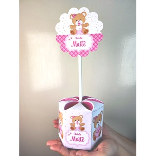 Kit 10 Unidades Centro de Mesa Chá de Bebê Festa Ursinha Rosa Tamanho Grande em Oferta na Shopee