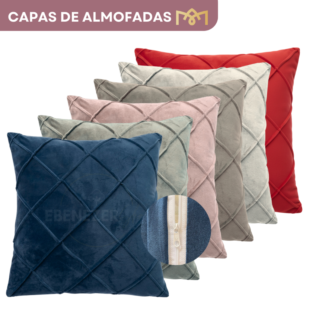 Capa para Almofada Drapeada Suede Decorativa 40x40 Aveludada Macia Decoração para Cama Sofa