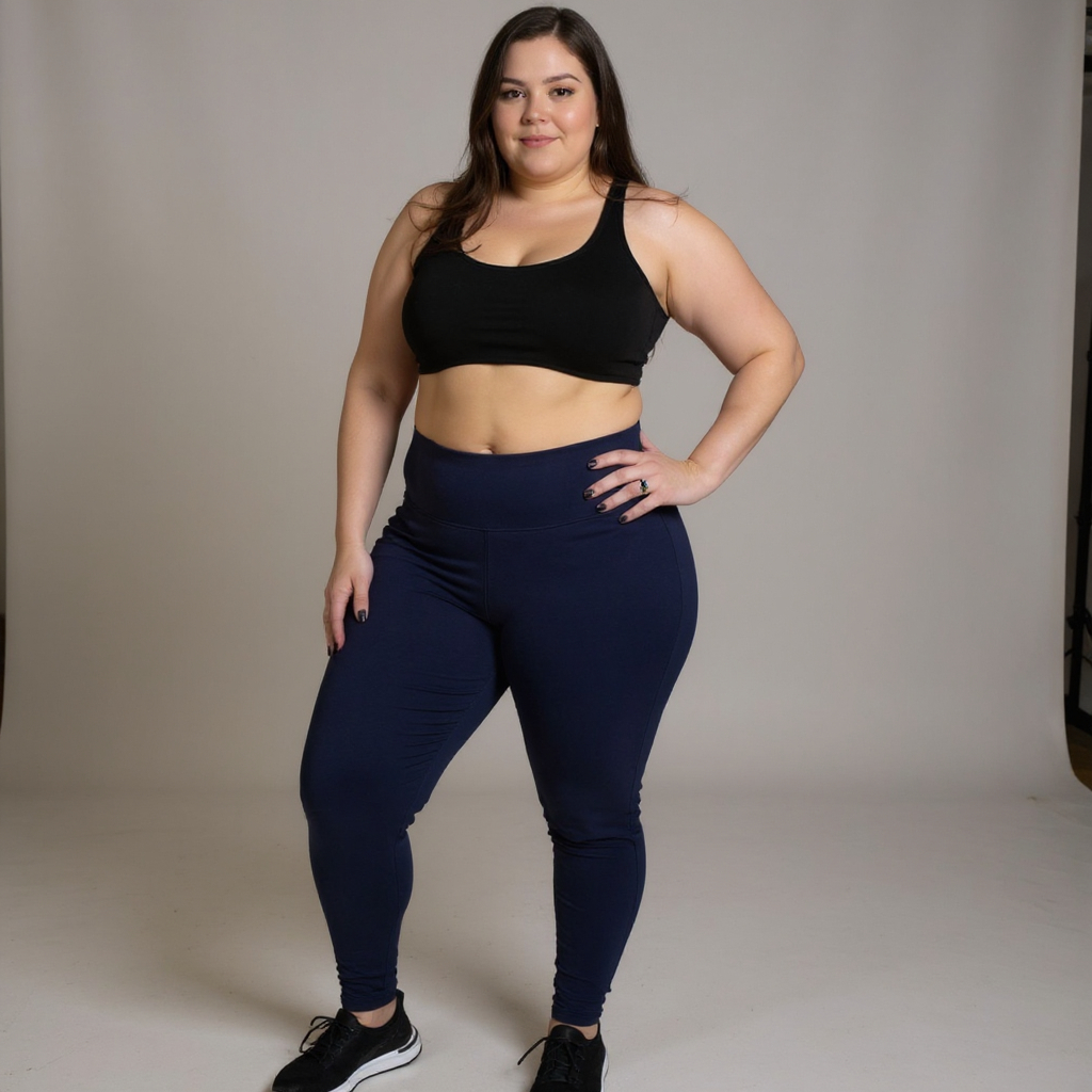 Calça legging Plus Size zero transparência cós alto modeladora academia Poliamida c Elastano fitness