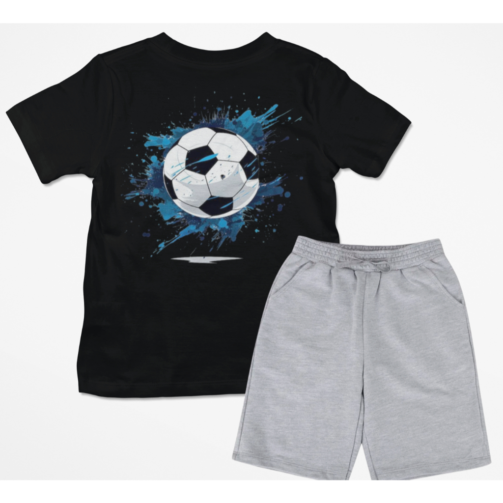 Conjunto Camiseta Algodão Bermuda Moletinho Futebol Soccer Masc. Meninos Boys Alta Qualidade Premium
