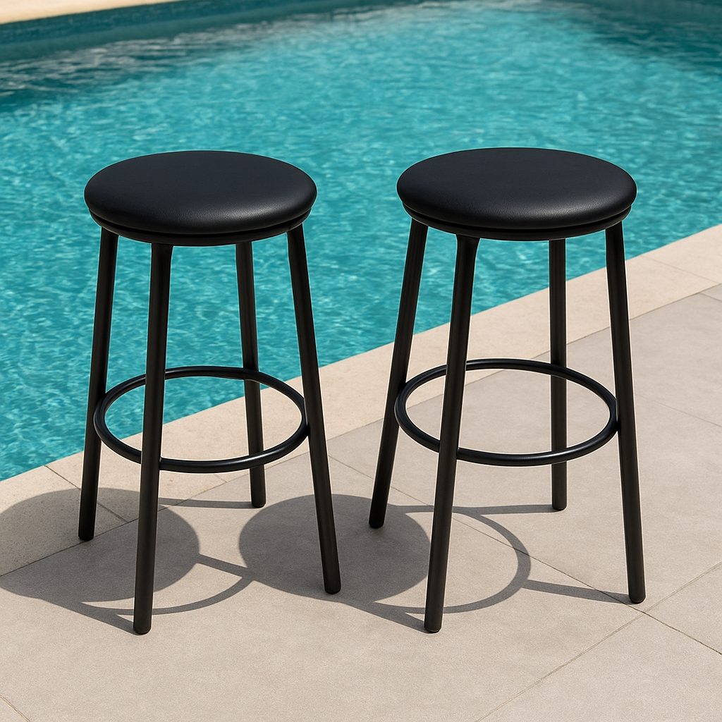 KIT Com 1, 2, 3 e 4 Banco Banqueta Baixa Total Black Banquinho Sem Encosto Bar Area de Churrasco com 1,2,3,4 Banquinhos