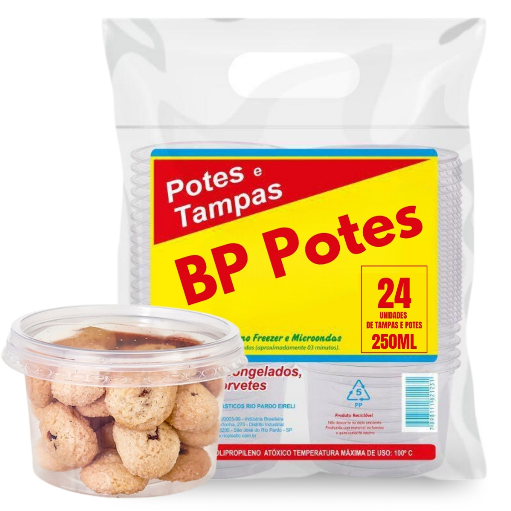48 potes - KIT Pote descartável com tampa 250ml - REDONDO - p/ bolo no pote, açaí e entre outros · foto 2