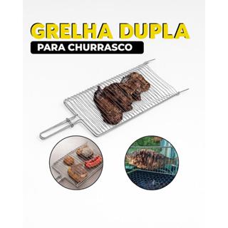 Grelha Dupla Folha Abaulada Pequena Premium 53 x 16 churrasco Peixe Frango Linguiça Aço Abre e Fecha em Oferta na Shopee
