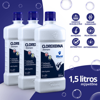 Kit 3 Shampoo World Veterinária Dug's Clorexidina Cães & Gatos - 500 mL em Oferta na Shopee