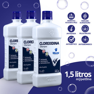 Kit 3 Shampoo World Veterinária Dug's Clorexidina Cães & Gatos - 500 mL