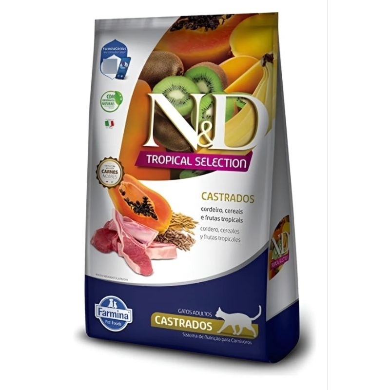Ração Nd tropical Selection para gatos castrados 7kg - Cordeiro