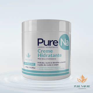 Creme Hidratante PureNa 455g Pele Seca e Extrasseca Sem Perfume Hidratação Profunda Pure Nature