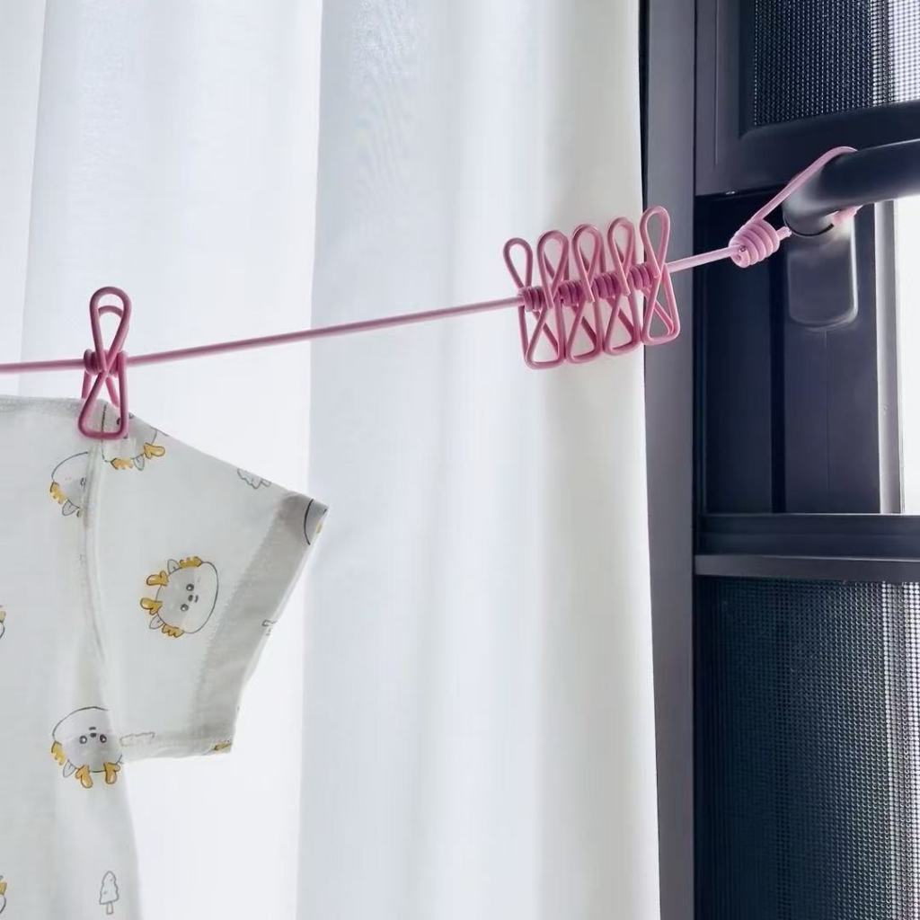 CORDA DE ROUPA De Secagem Multifuncional De 180cm Com 12 Clipes,Guiana Linha Varal De Roupa,Camping ,Viagem , Portátil