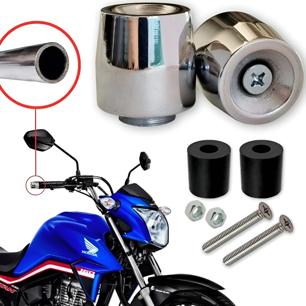 Par Peso Pesinho Pcx 150 Para Guidao Oco Cromado Com Bucha