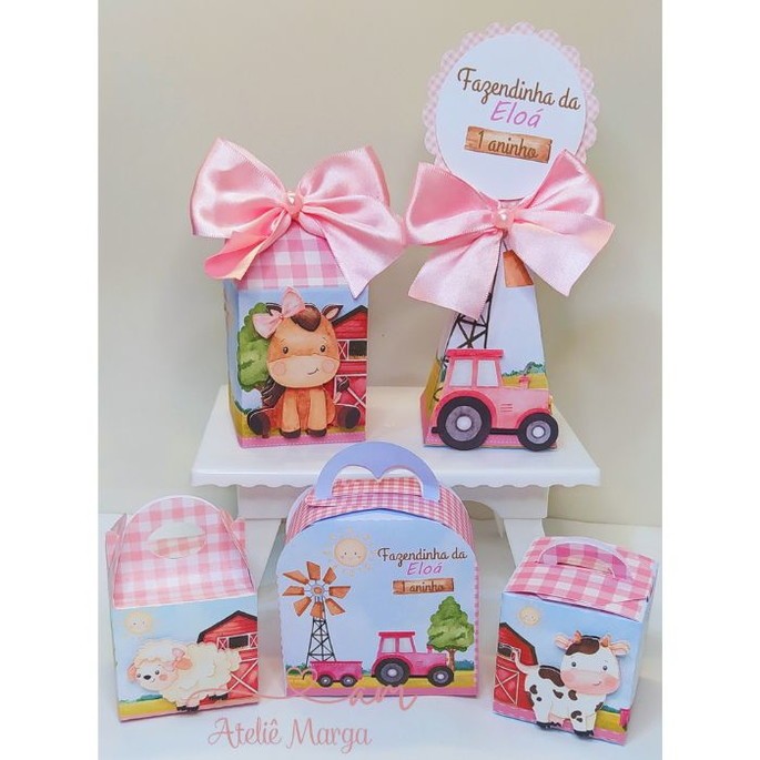 Kit Personalizado Fazendinha Rosa - Fazendinha Menina - Fazendinha Aquarela Rosa -  PEGUE E MONTE